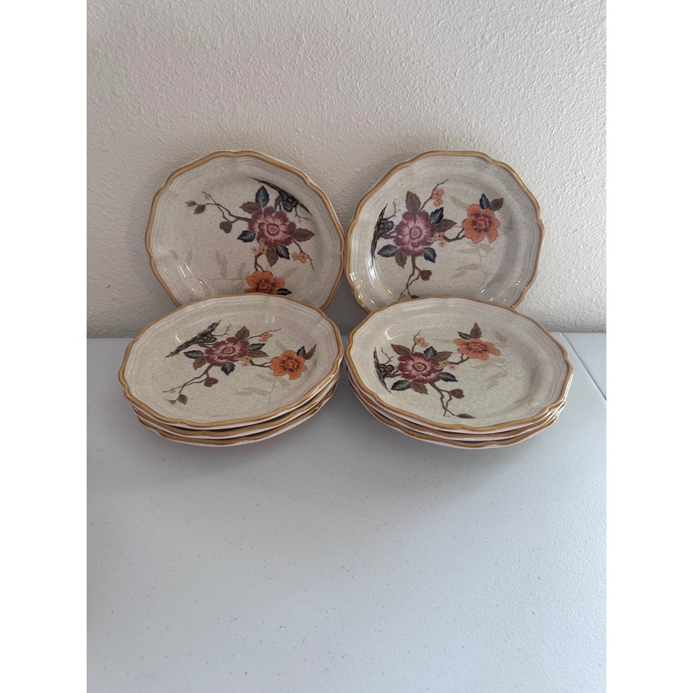 Mikasa Garden Club Imperial Garden EC 459 Salad Plates Set of 8 Vintage Japan